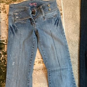 Bubble gum bell bottom jeans